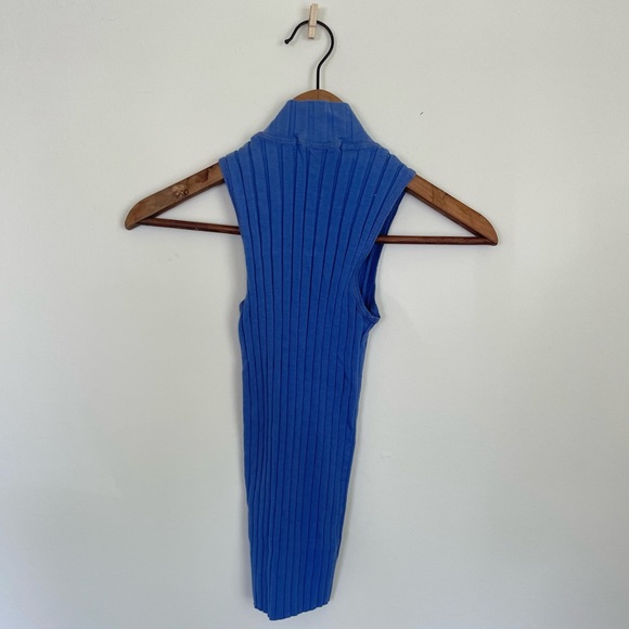 A Ok High Neck Blue Tank Top - Picture 2 of 4